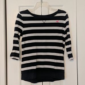 Hollister Navy & White stripe 3/4 Sleeve Top